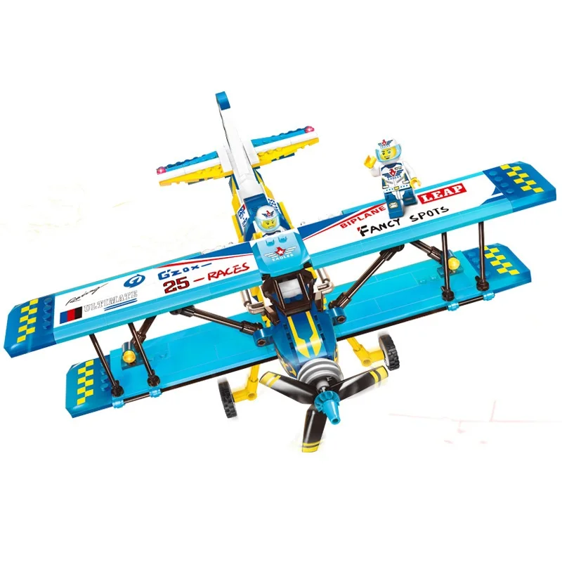 

City Series Double Wings Show Aircraft Building Blocks Sets Bricks Model Kids Toys For Children