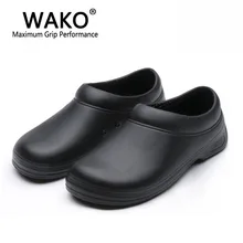 WAKO Male Chef Shoes Men Sandals for Kitchen Workers Super Anti-skid Non Slipping Shoes Black Cook Shoes Safety Clogs Size 36-45