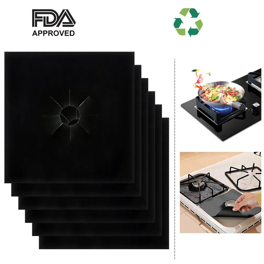 4pcs Glass Fiber Gas Stove Protectors Reusable Safe Burner Cover Liner