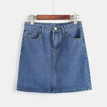 

Women High Waist Summer Ladies Casual Blue Skirt A Line Slim Denim Girls Mini Sexy Hot Sale Short Large Size Skirt Female 3xl