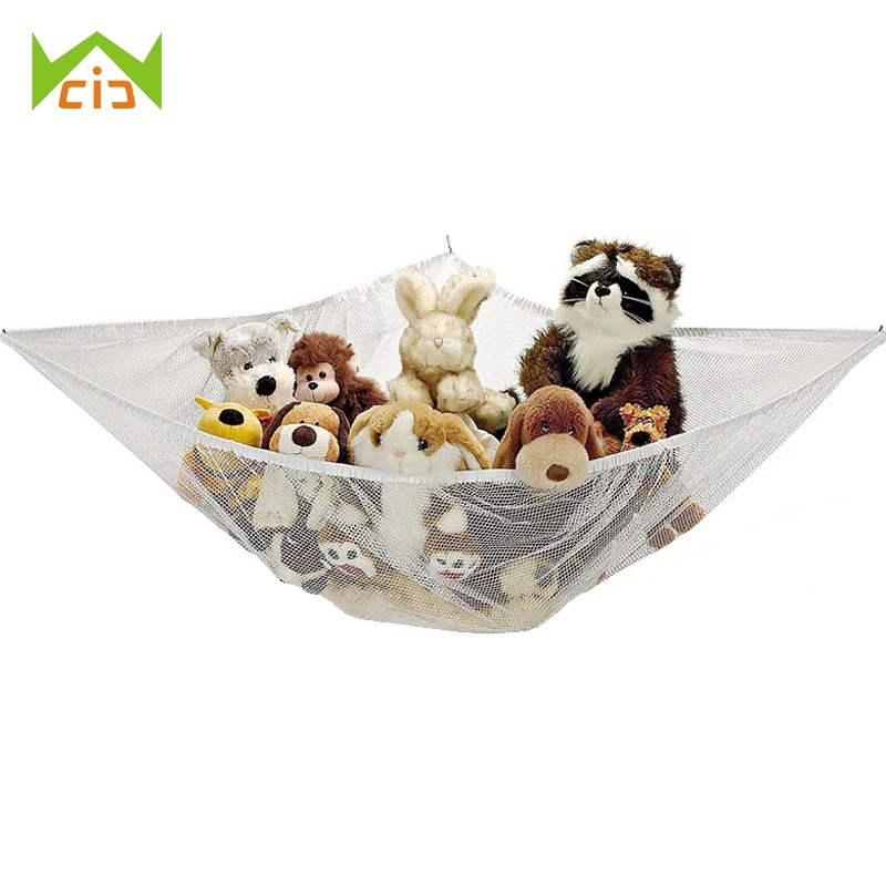 WCIC Suction Cup Big Storage Bag Children Toy Organizer Corner Stuffed Toys Hammock Net Mesh