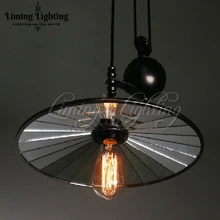 36 см RH Лофт Винтаж Утюг промышленных E27 светодиодный лампы шкив подъема подвесной светильник регулируемый висящие провода лампы выдвижной освещения