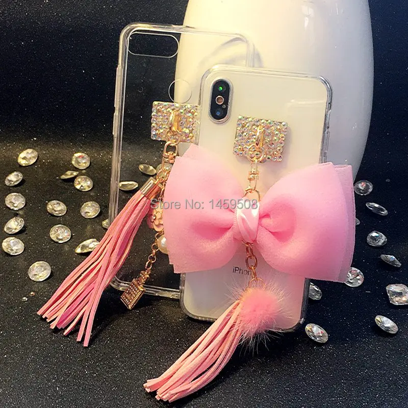 Для OPPO R9 R9S R11 R11s плюс R15 Pro настоящий я 1 ТПУ силиконовый чехол Лук Ленточки меховой