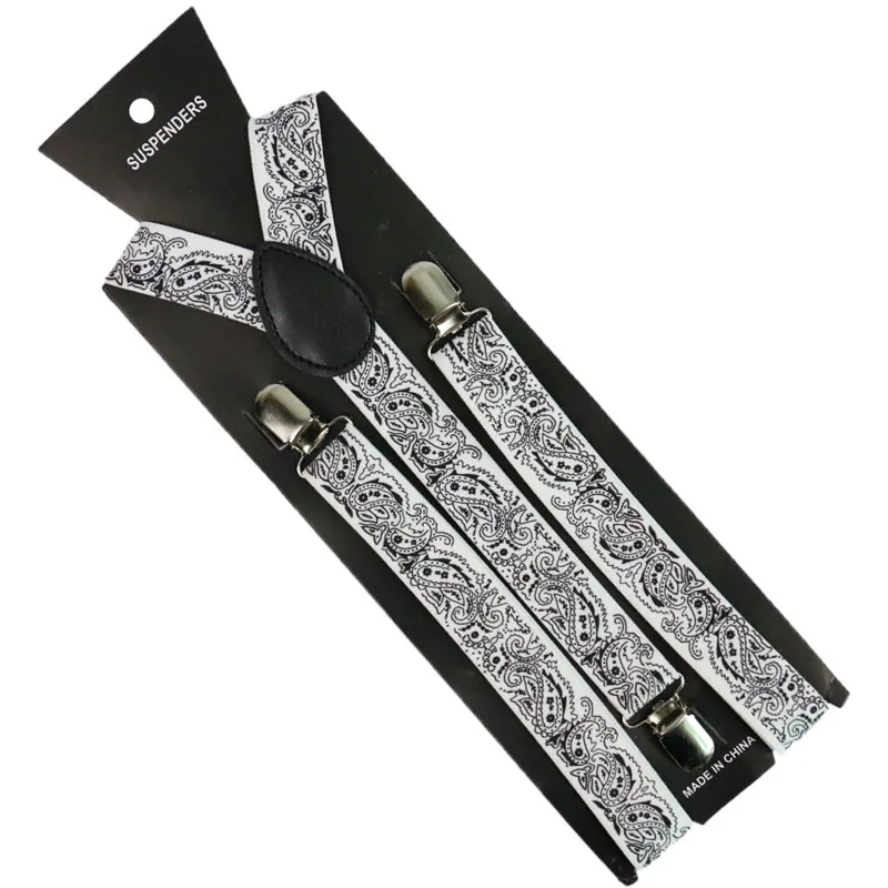 Winfox черный, белый цвет темно для мужчин's костюмы эластичные женщин пояс для подтяжек ремень регулируемые подтяжки Пейсли подтяжки для