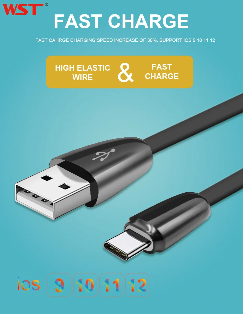 WST Fast Charging USB Type C Cable For Samsung Galaxy S9 S8 Cord Charger Type C For Huawei Mate 20 Xiaomi Mi 8 Cord Type-C Cable (7)