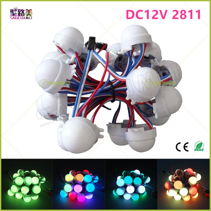 200 шт. DC12V ws2811ic 30 мм Диаметр прозрачный/молочный покрова 3LED 5050 RGB LED Pixel Модуль полный Цвет LED точка водонепроницаемый IP68