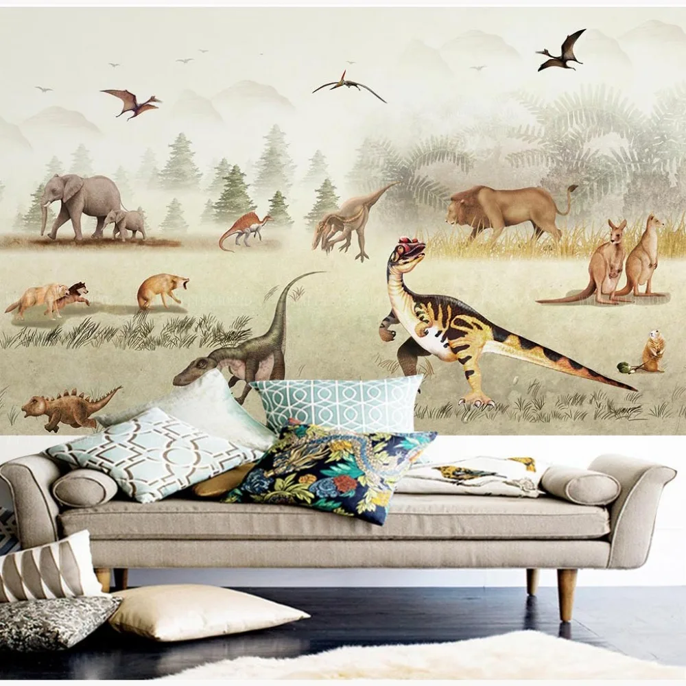 Children's Room Wall Paper Mural Stickers Kids Cartoon Animal Photo