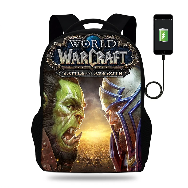 Buleflyer World OF Warcraft рюкзаки школьные сумки Usb зарядка для девочек мальчиков