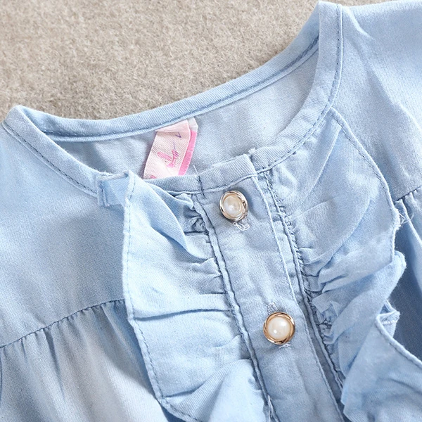 Vestido de Verão para Meninas Bebê Meninas Vestido Adorável Quente Crianças Jean Denim Arco Flor Babados Roupas Traje 2020 15 High Quality Mamãe e Bebê