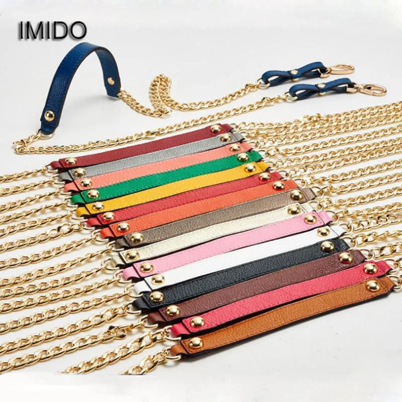 IMIDO Genuine Leather bag Strap Women replacement straps shoulder belt handbags accessories parts Gold Chain White Green STP024