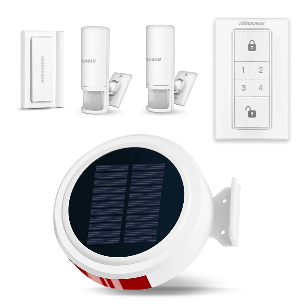 

KOOCHUWAH Outdoor Solar GSM Alarm Portable Smart Home Security Solar Powered Alarm System Wireless Burglar Alarm PIR Sensor