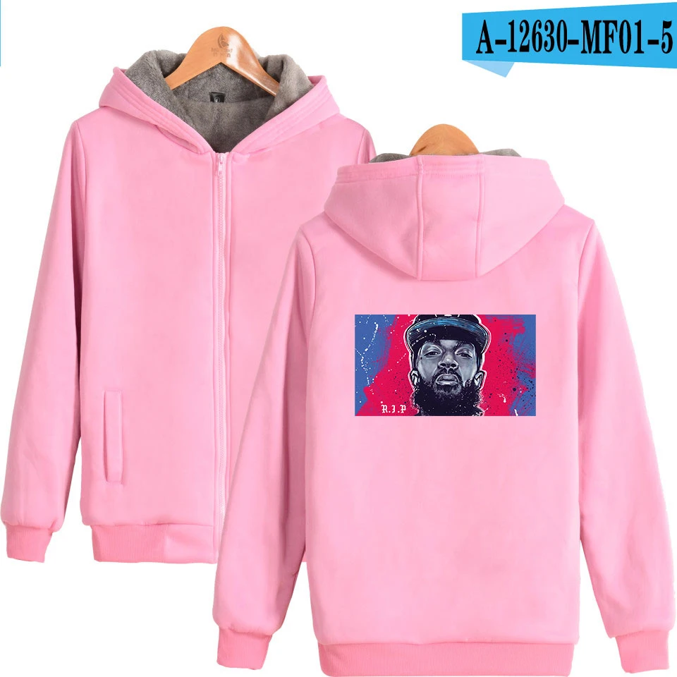 30 Nipsey Hussle модные хип хоп зимние толстовки на молнии для мужчин и женщин куртки длинный рукав толстый флис на молнии толстовки с капюшоном топы - Цвет: 30