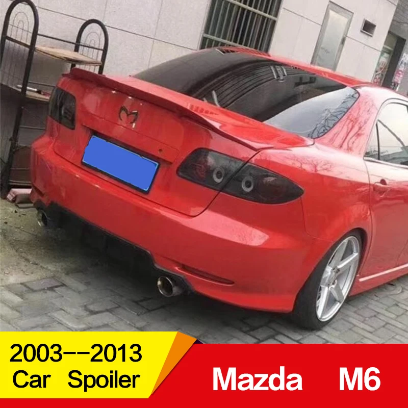 Использовать для старой Mazda 6 спойлер 2003 04 05 06 07 08 09 10 11 12 13 лет Глянцевая углеродное волокно/FRP заднее крыло R стиль спойлер, аксессуары