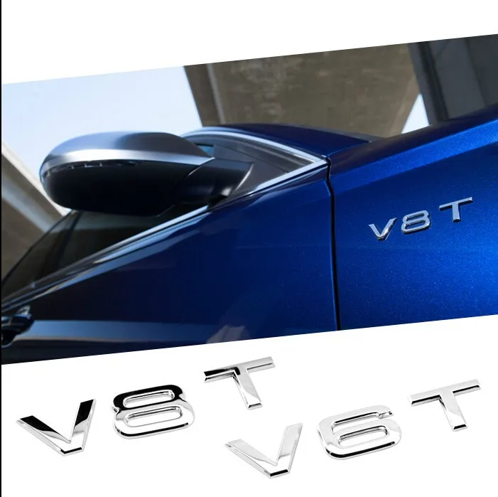 2 шт. ABS V6T V8T V10 W12 RS эмблема автомобиля fender stick для Audi A1 A3 A4l A6l A8 TT Q3 q5 Q7 S4 sline