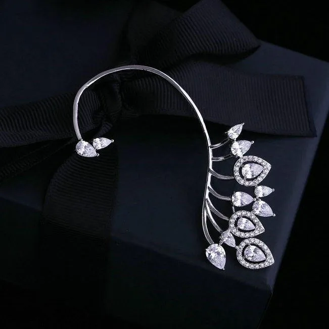 

Vogue Single Piece AAA Cubic Zirconia Big teardrop ear Clip Earring Semi-circular Ear Cuff Earrings Ear bling Women Jewelry