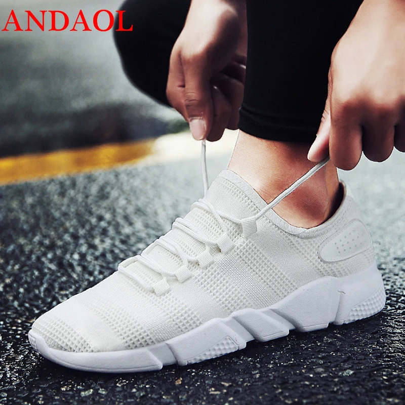 

ANDAOL Men's Casual Shoes Top Quality Mesh Breathable Massage Light travel Sneakers Luxury Soft Non-Slip Wild Campus Trainers
