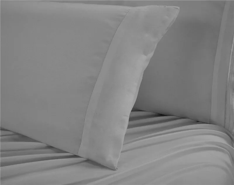 Комплект постельного белья краткое постельное белье плоский простыня с наволочкой queen King размер для односпальной кровати серый мягкий удобный белый кровать