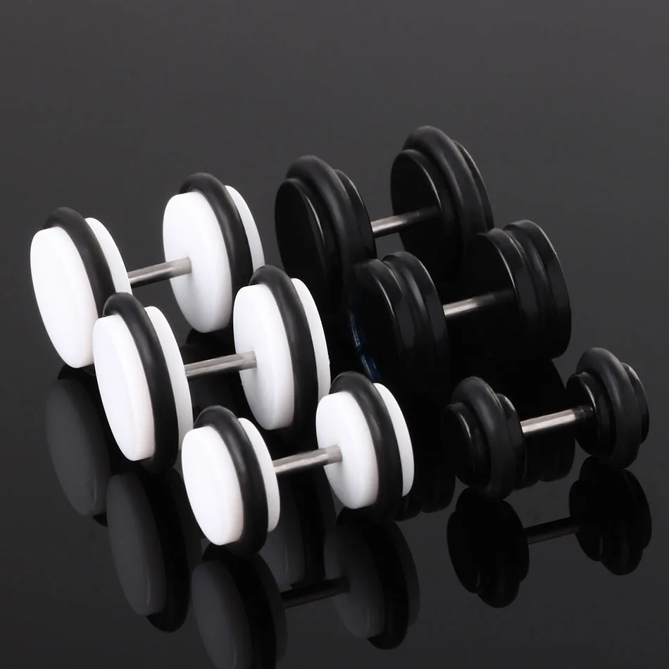10pcs/lot Fashion Black White Stainless Steel Screw Dumbbell Barbell