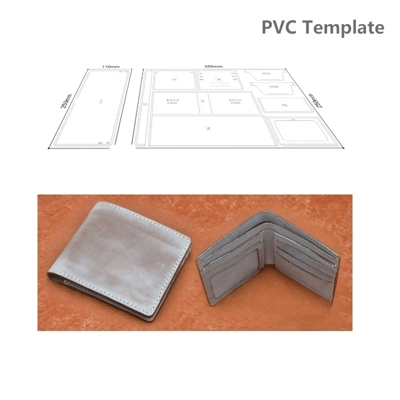 Новинка; 1 комплект детский ПВХ шаблон Декоративный Шов; «сделай сам» для мужчин кожаный кошелек ремесло, кошелек с отделением карта, держатель, фото с Отделом для карт и ручная работа
