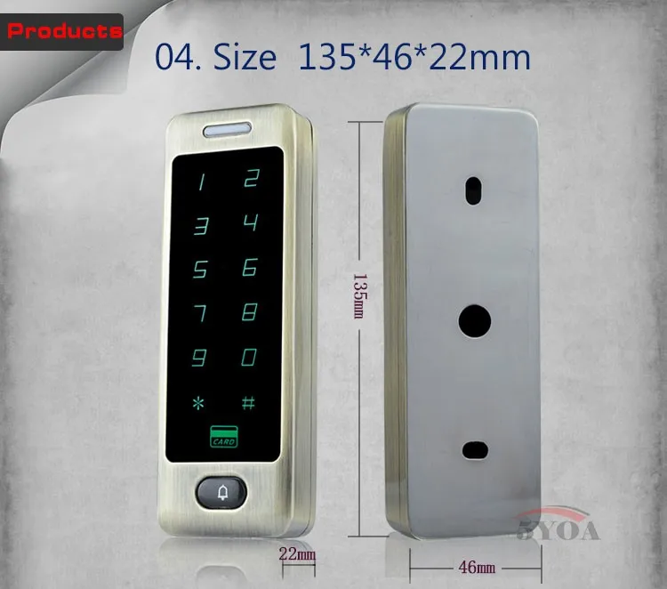 5YOA BC40FY водонепроницаемый металлический сенсорный 8000 пользователей дверь RFID Контроль доступа Клавиатура Чехол-ридер 125 кГц EM4100 ID карта