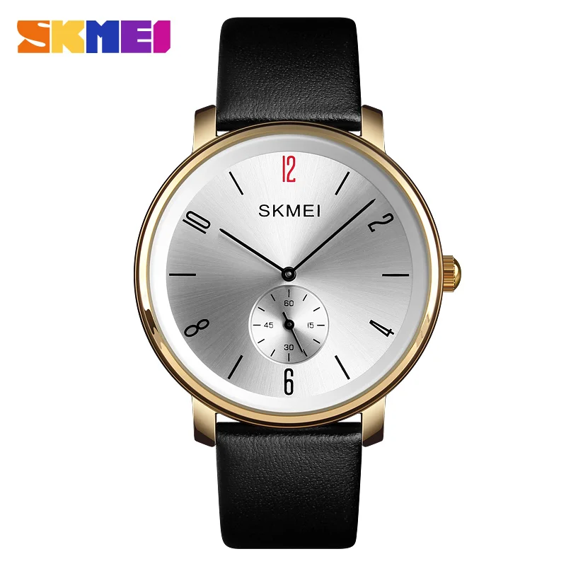 

Skmei Fashion Men Quartz Watch Top Brand Luxury Casual Mens Watches Elegant Leather Waterproof Wristwatches relogio masculino