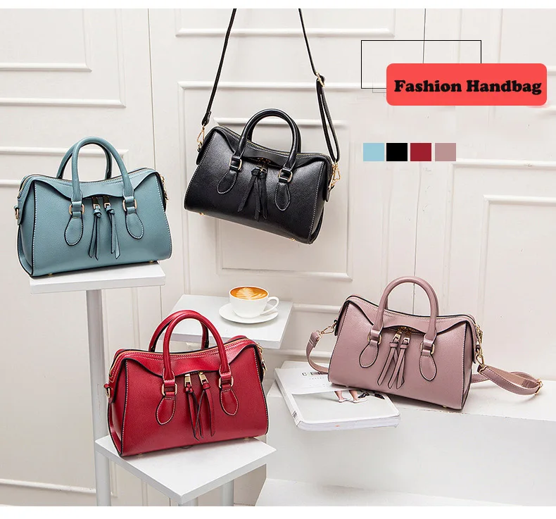 Women Pebbled Genuine Leather Handbag Women's Fashion Boston Shoulder bag Female Solid Tote Cowhide Crossbody Top-Handle Satchel (1)