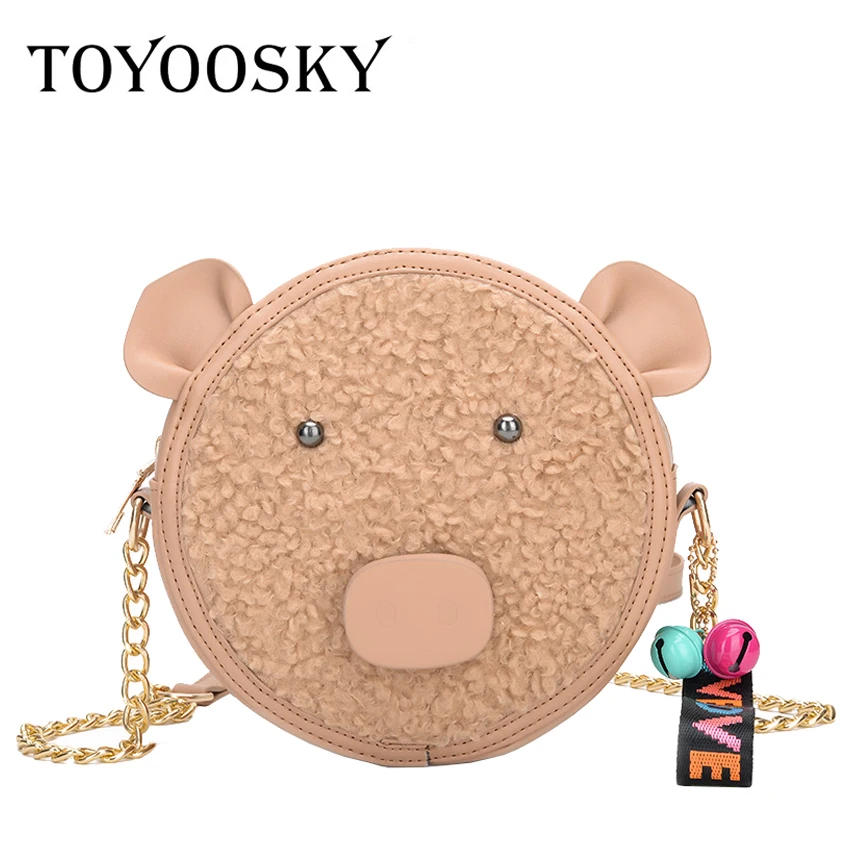 

TOYOOSKY High Quality Fashion Leather Women Handbag Cute Pig Shaped Round Messenger Bags Female Pink Circle Crossbody Bag Bolsas