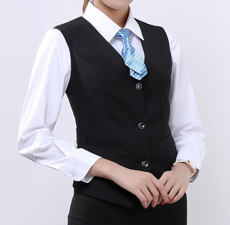 2018 Fashion business career ladies vest work wear uniforms Slim V Neck