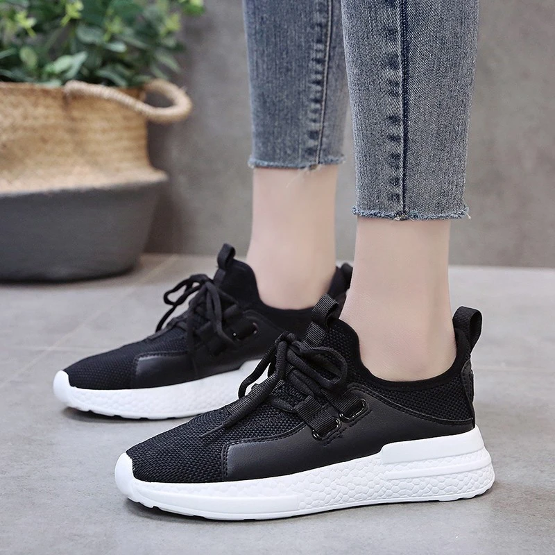 COOTELILI Flat Shoes Woman Casual Oxfords Lace up Round toe Breathable Feminino Women Shoes Sneakers
