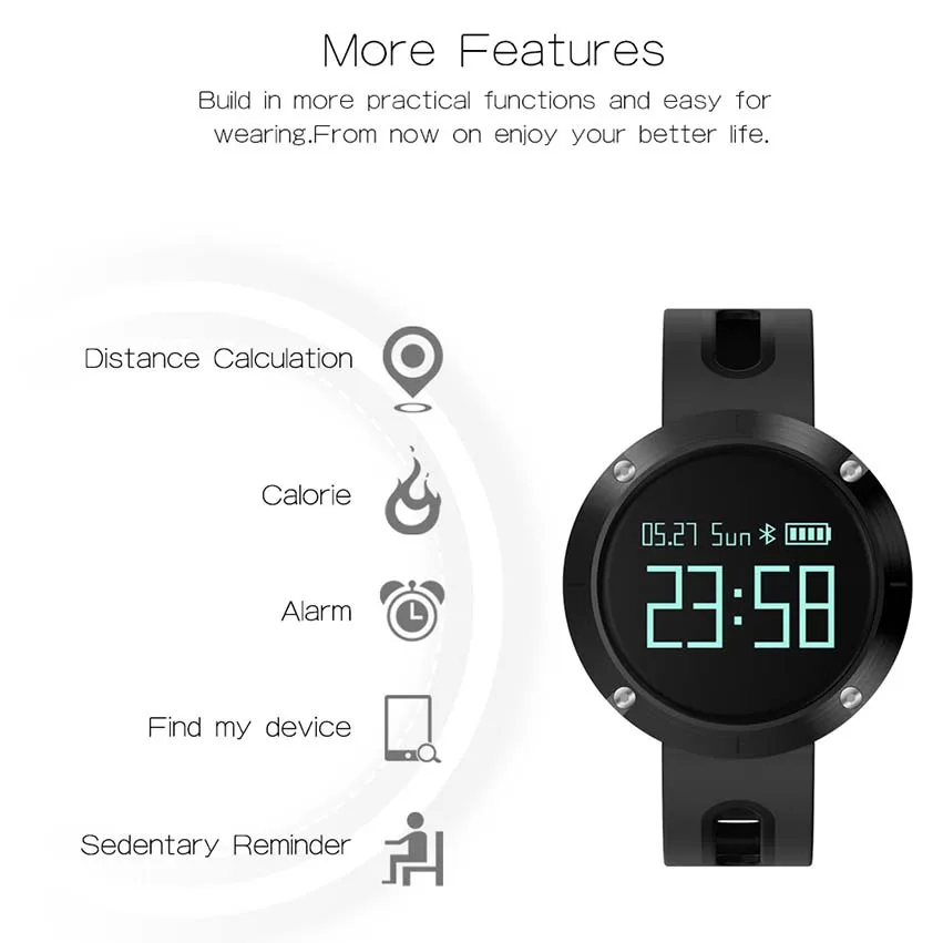 D59 Smart Watch Waterproof Smart Wristband Heart