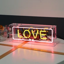 LED Neon Light Neon Sign Panel Lights Colorful Glass Acrylic Box for Christmas Party Home Shop Bar Decoration Neon Pink 8 Kind zildjian 5a acorn neon pink drumstick