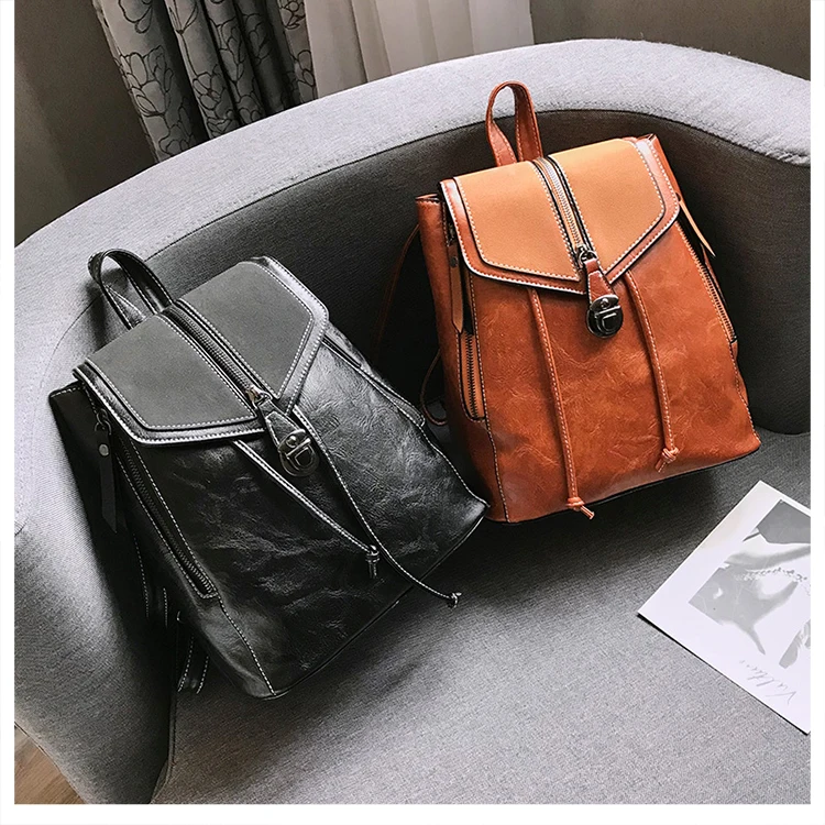 2019 для женщин женские кожаные рюкзаки сумка рюкзак Дамы Винтаж Школьные рюкзаки для девочек путешествия новый