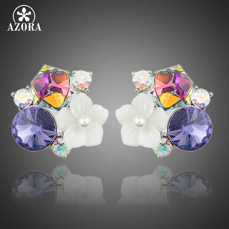 AZORA новейший дизайн Разноцветные серьги-гвоздики с австрийскими кристаллами Stellux TE0172