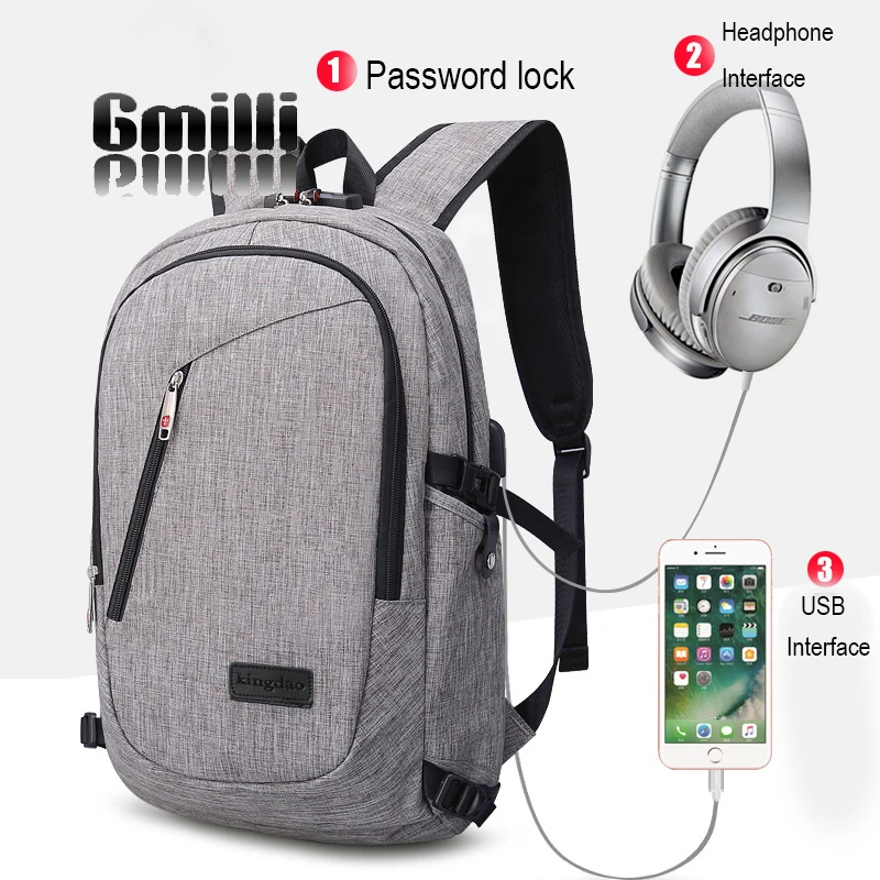 

Anti-theft USB Charging Casual Unisex Rucksack 15inch Laptop Backpack Outdoor Business Travel Bags Satchel
