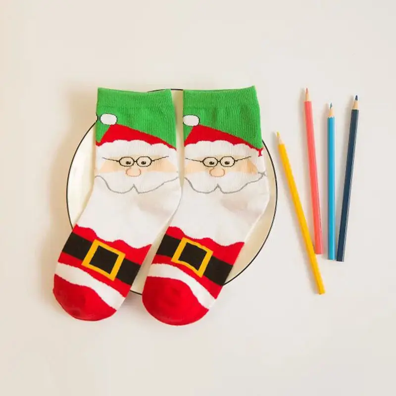 62019 New Christmas Socks Men Women Thicken Cotton Socks Autumn Winter Tube Socks Elk Snowman Print Socks Gifts 5Pcs