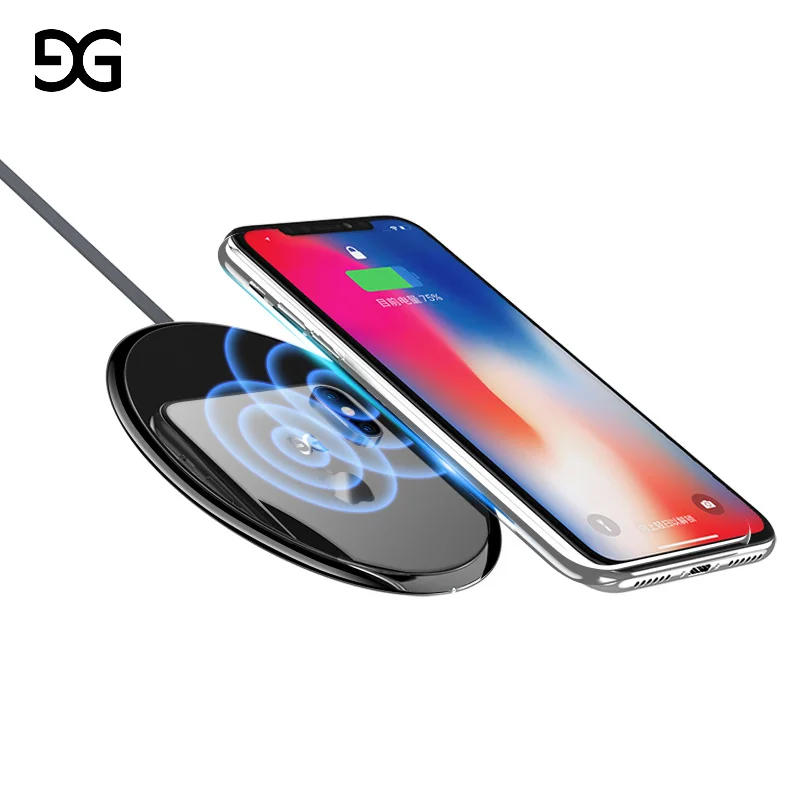 Gusgu Беспроводной Зарядное устройство для iPhone 8/8 plus/X 10 Вт QI зарядки Портативный