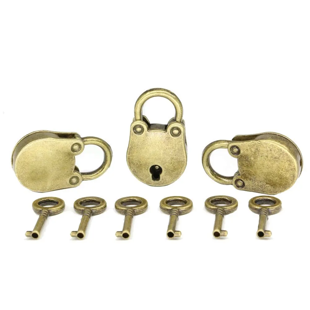 

Mini Bear Shaped Lock Key for Luggage Suitcase Handbag Treasure Wedding Box Valentine's Day Gift Bronze 3 Sets