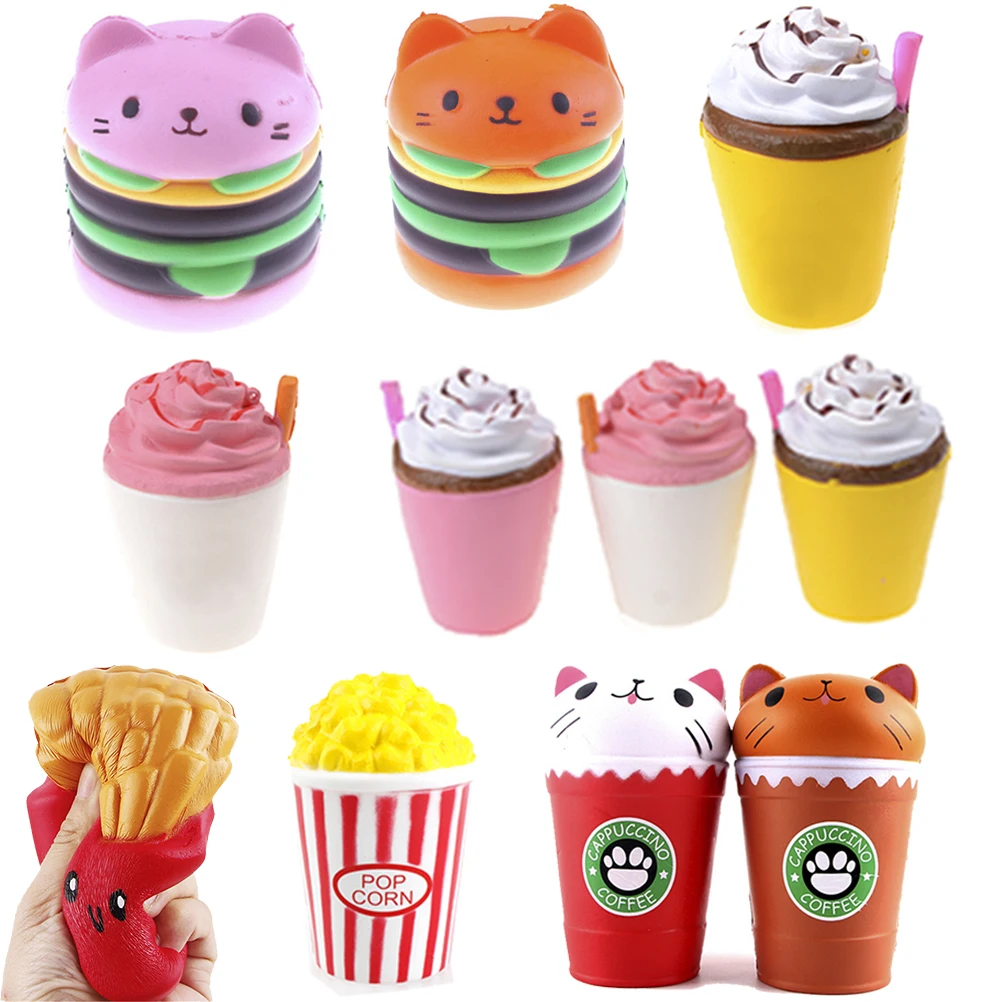 

Slow Rising French Fries Soft Ice Cream Coffee Cup Scented Banana Stretch Donut Milk Box Kid Toy Funny Kawaii Bread Squishy