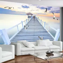 Beibehang заказ обои Мода 3d фотообои современный минималистский Сумерки морской мост Чайка телевизор фоне обоев