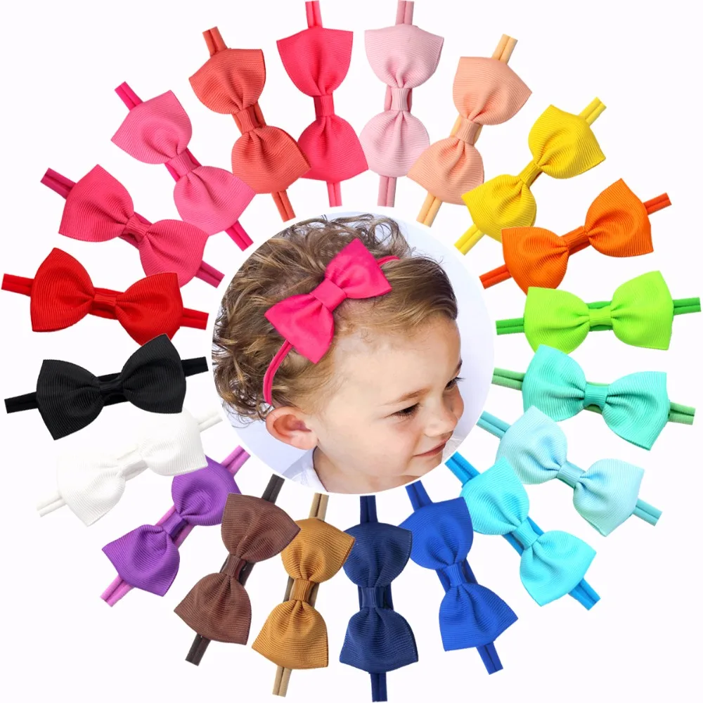 

20 Pcs Soft Nylon Baby Headbands 2.75" Hair Bows Stretch Elastic Hair Bands for BabyGirls Newborn Toddlers Yoga Lady