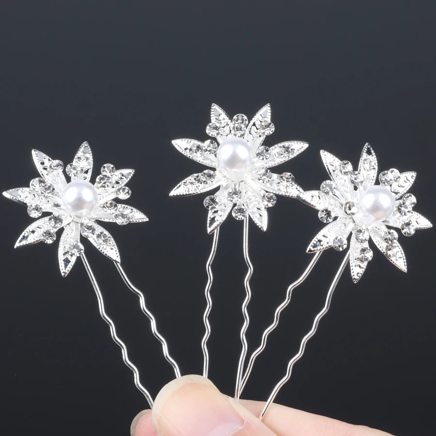 

6pcs/lot Luxury Wedding Hairpins Clips Simulated Pearl Flower Starfish Hair Jewelry Accessories For Bridal Bridesmaid 2019