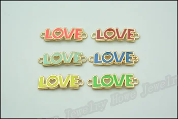 

Mix 48 pcs High Quality Charms Linker LOVE Pendant Gold plated Alloy Floating charm DIY Metal Jewelry Findings HJ052