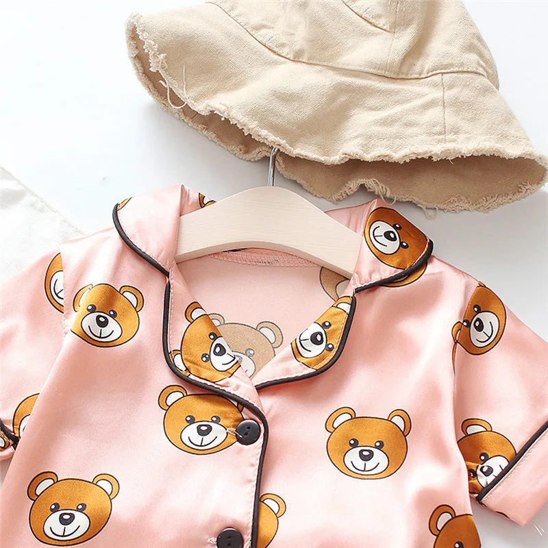Children's pajamas set Toddler Kids Baby Boys Girl Cartoon Pajamas Sleepwear T shirt Shorts Clothes Set pijama infantil #4j02 (5)