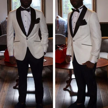 

Custom White Slim Fit Groomsmen Suits 2 Piece terno de noivo costume garcon mariage Wedding Suits Mens Tuxedo Suits for Wedding