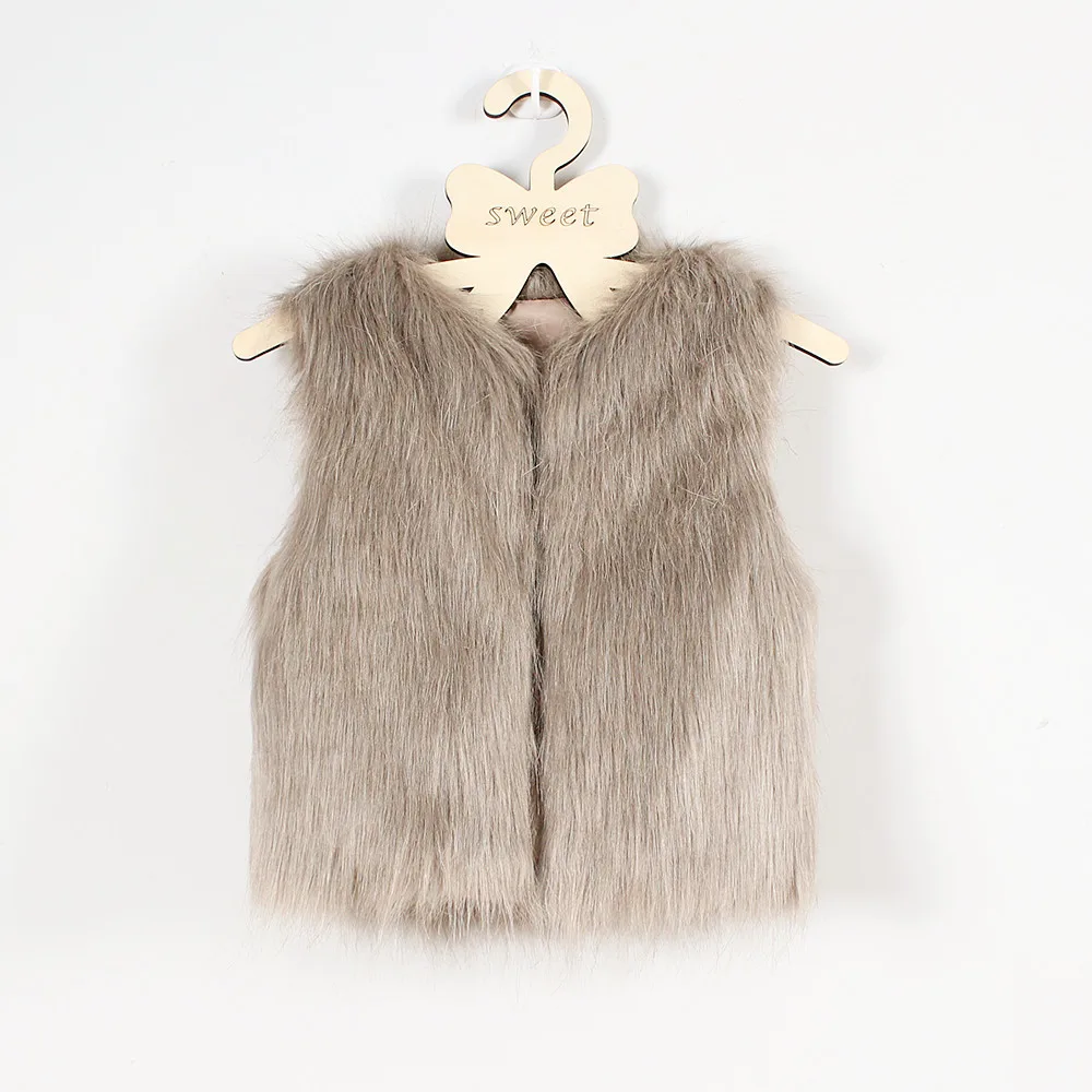 Cabolsa de Pele do Falso Colete para Menina Outwear do Bebê Menina Colete Outono Inverno Roupas Infantis Meninas Gilet Bodywarmer hh 14 Mamãe e Bebê