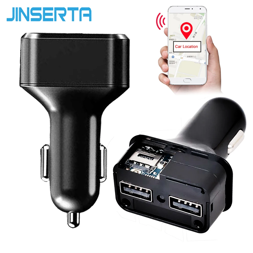 

JINSERTA Black Smart Car Android GPS tracker GPS+AGPS+WIFI+LBS Built-in listening Device Dual USB Charger Car online tracking