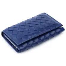 Многофункциональный Вязание Натуральная кожаные бумажники, ключи и карты модные Для мужчин держатель для ключей, администратор голубой цвет чехол для ключей