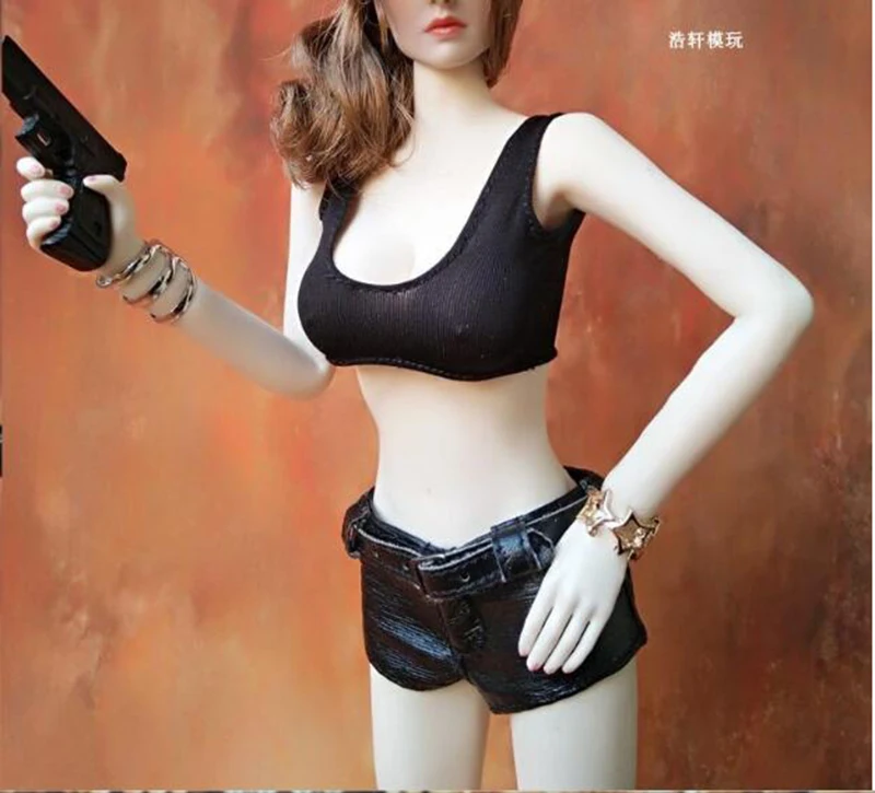 1//6 Female Faux Leather Jacket Pants Outfit Set for 12/" Kumik Phicen Hot Toy