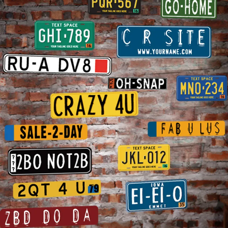 

DIY Retro License Plate Wall Stickers Creative PVC Bedroom Living Room TV Background Wall Home Decoration Sticker Paste 60x90cm