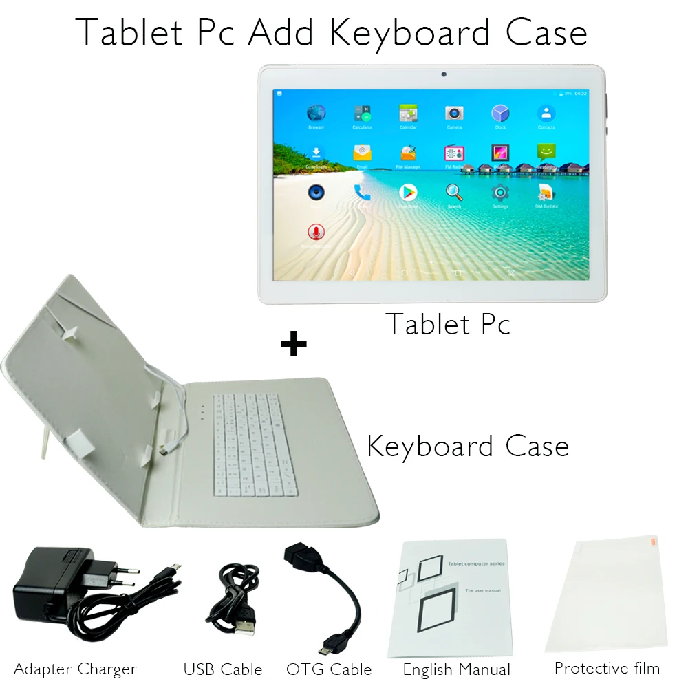 10,1 дюйма Dual SIM 4G Телефонный звонок OTG 10 Core 2560x1600 8G+ 64G android-планшет pc FM, Bluetooth, Wi-Fi gps ips Tablet дизайн - Комплект: Tablet Add Keyboard